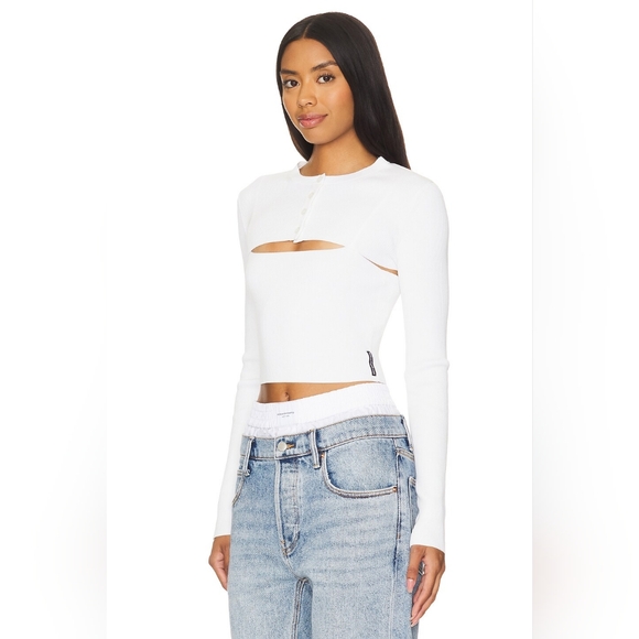 2B. NWOT ALEXANDER WANG CROPPED CARDIGAN WITH CAMI TANK TWIN SET - Picture 1 of 10